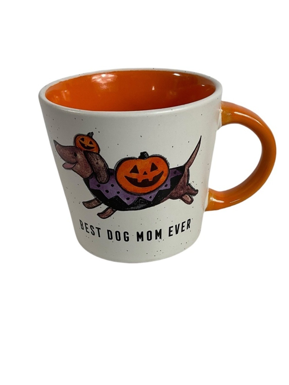 Cobwebs & Cauldrons Best Dog Mom Ever Halloween Dachshund Pumpkin Mug 16 Oz